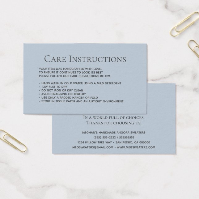 Dusty Blue Tvättande vårdklädförpackningar Visitkort (Kontor)