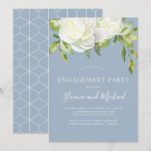 Dusty Blue Vår Blommigt Peony Förlovningsfest