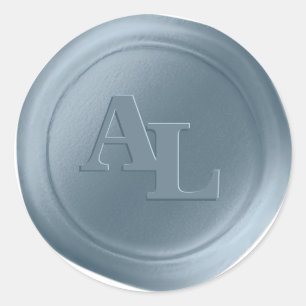 Dusty Blue Vax Seal Monogram Weders Runt Klistermärke