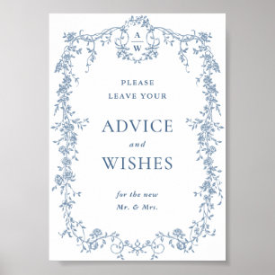 Dusty Blue Victorian Advice & Önskemål Bröllop Sig Poster