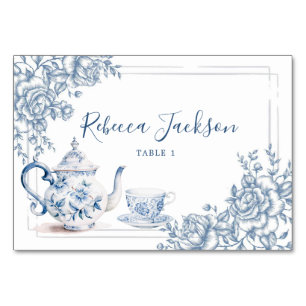 Dusty Blue Victorian Garden Aeftermiddag Tea Bord Bordsnummer