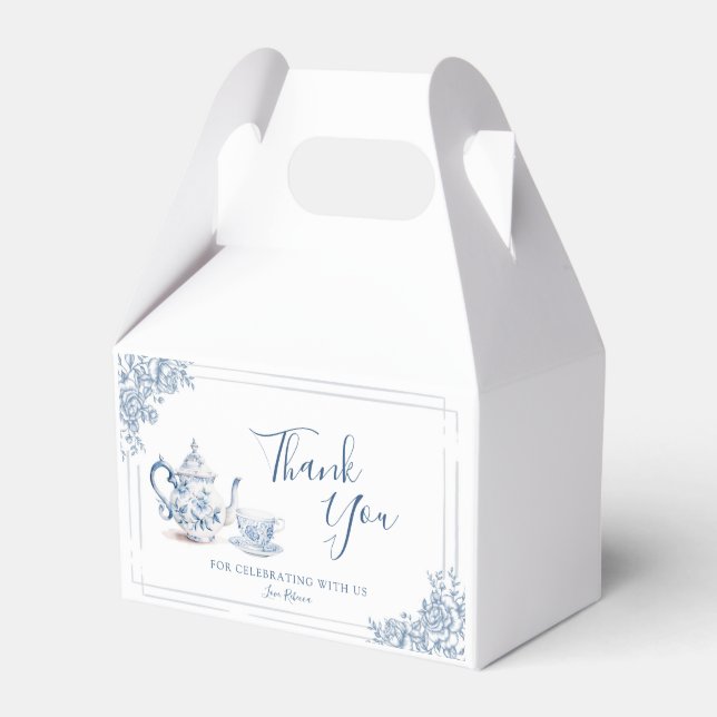 Dusty Blue Victorian Garden Aftertoltea Presentaskar (Framsidan Sidan)