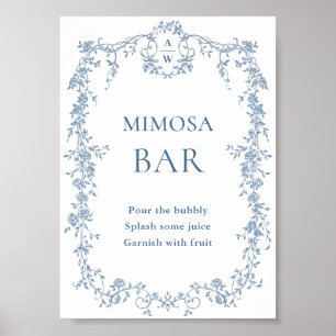 Dusty Blue Victorian Mimosa Pub Bröllop-tecken Poster