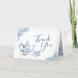 Dusty Blue Victorian Trädgård Bröllopsdusch Te Tack Kort