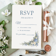 Dusty Blue Villa Romantik RSVP-kort