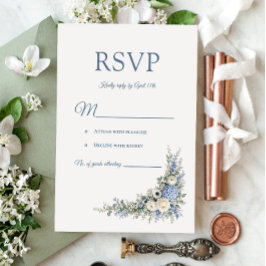 Dusty Blue Villa Romantik RSVP-kort OSA Kort