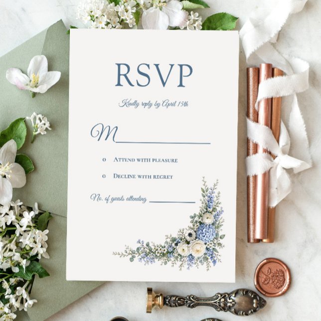 Dusty Blue Villa Romantik RSVP-kort OSA Kort (Skapare uppladdad)