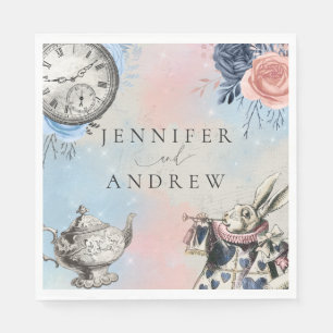 Dusty Blue Vintage Alice i Wonderland Pappersservett