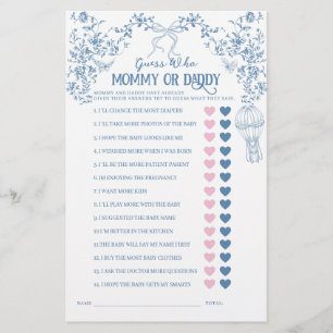 Dusty Blue Vintage Blommigt Baby Mamma eller Pappa