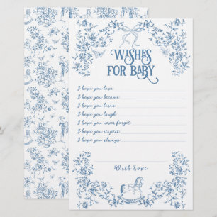 Dusty Blue Vintage Blommigt Önskemål för Baby-spel