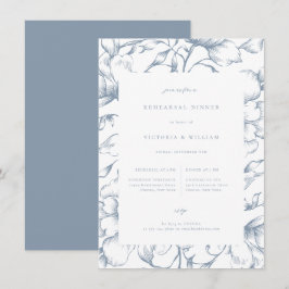 Dusty Blue Vintage Blommigt Rehearsal Dinner Meddelande