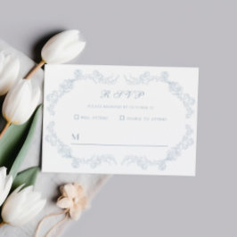Dusty Blue Vintage Blommigt Romantic Bröllop OSA Kort