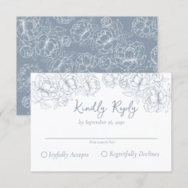 Dusty Blue Vintage Boho Romantic Blommigt Bröllop OSA Kort