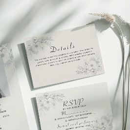 Dusty Blue Vintage bröllop Information Card Tilläggskort