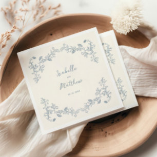 Dusty Blue Vintage Chinoiserie Bröllop Napkins Pappersservett