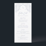Dusty Blue Vintage Flourish Monogram Bröllop Meny<br><div class="desc">Elegant skissade vintagen blomstrar i ram med parets monogram- och snyggt-skript i dammig blått färg,  moderna och klasssamma menyer,  underbara bröllop för modern klassisk bröllop,  luxe vintage bröllop och romantisk bröllop.</div>