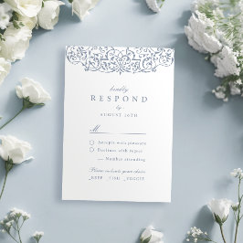 Dusty Blue Vintage Ornate Classic Bröllop OSA Kort