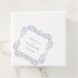 Dusty Blue Vintage Ornate Ram Classic Bröllop Gåvor Etiketter