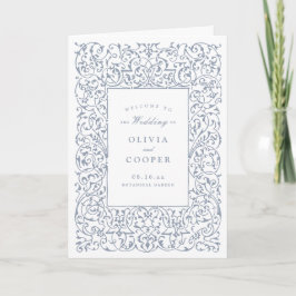 Dusty Blue Vintage Ornate Ram Classic Bröllop Program