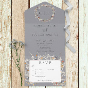 Dusty Blue Vintage Romantic Wildblommor Midinner