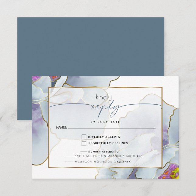 Dusty Blue Violet Exotic Blommigt Meal Choal OSA Kort (Fram/baksida)