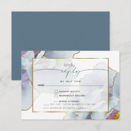 Dusty Blue Violet Exotic Blommigt Meal Choal OSA Kort