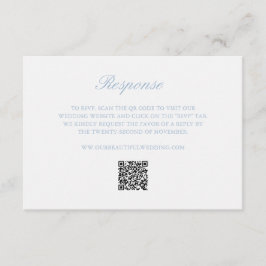 Dusty Blue WAN Monogram QR Kod Elegant bröllop OSA Kort