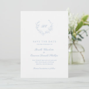 Dusty Blue WAN Monogram QR Kod Elegant bröllop Spara Datumet