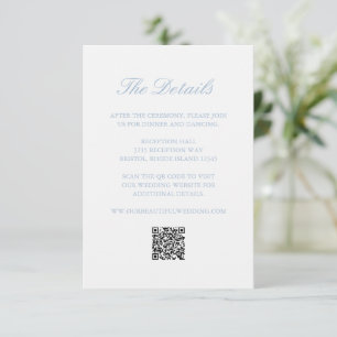 Dusty Blue WAN Monogram QR Kod Elegant bröllop Tilläggskort