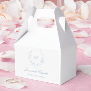 Dusty Blue Wandan Monogram Elegant bröllop Presentaskar