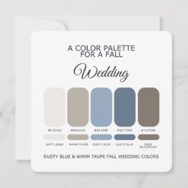 Dusty Blue Warm Taupe Fall Wedding Palette Card Inbjudningar