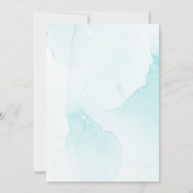 Dusty Blue Watercolor Blommigt Boho Inbjudningar (Baksida)