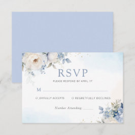 Dusty Blue Watercolor Blommigt Botanical Bröllop OSA Kort