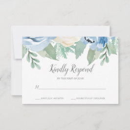 Dusty Blue Watercolor Blommigt Bröllop OSA Card