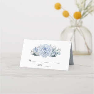 Dusty Blue Watercolor blommigt Bröllop Placeringskort