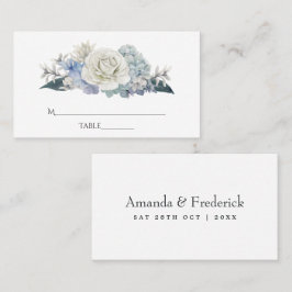 Dusty Blue Watercolor blommigt Bröllop Placeringskort