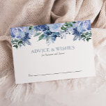 Dusty Blue Watercolor Blommigt Bröllop Rådkort<br><div class="desc">Uppmuntra gäster från bröllop att lämna ord av visdom och bästa önskemål för bruden och brudgummen med dessa blommigtar. De har en lush top gräns av blå vattenfärgblommor. Texten kan anpassas med önskad rubrik och namn i bruden och trimningen. Baksidan är dammig blå.</div>