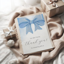 Dusty Blue Watercolor Bow Baby Shower