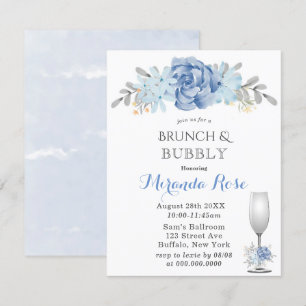 Dusty Blue Watercolor Brunch & Bubly Inbjudningsko Inbjudningar