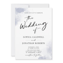 Dusty Blue Watercolor Calligraphy QR Code Bröllop