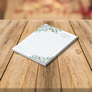 Dusty Blue Watercolor Eucalyptus Guld Dots Anteckningsblock