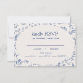 Dusty Blue Watercolor Floral Response Card OSA Kort