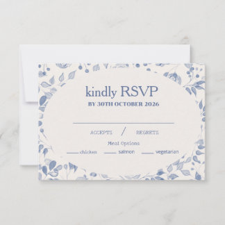 Dusty Blue Watercolor Floral Response Card OSA Kort