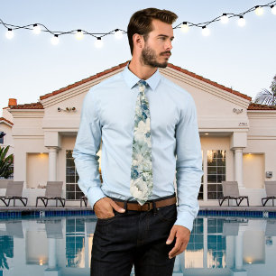 Dusty Blue Watercolor Flowers Bröllop Tie Slips