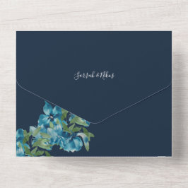 Dusty Blue Watercolor Flowers on Navy