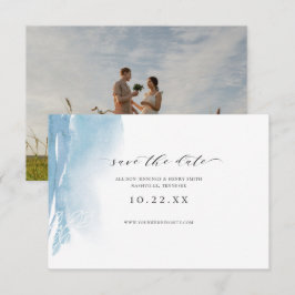 Dusty Blue Watercolor Photo Save Date