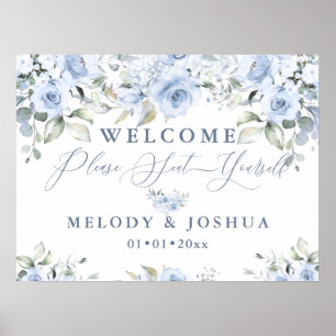 Dusty Blue Watercolor Ro Sat Yourself-tecken Poster