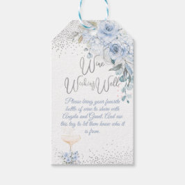 Dusty Blue Watercolor Ro Vin Wishing-brunn Presentetikett