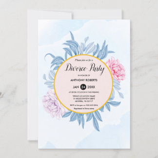 Dusty Blue Watercolor Succulce Divorce Party Inbjudningar