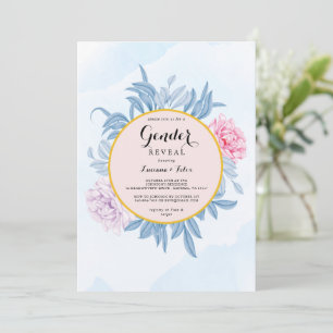 Dusty Blue Watercolor Succult Gender Reveal Inbjudningar